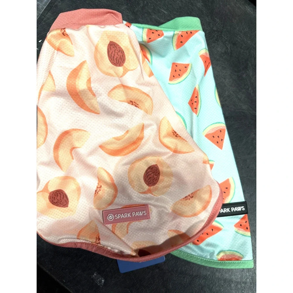 Spark Paws Turquoise and Peach Dog T-Shirt SPF-30 Sunblock Size Med Brand New